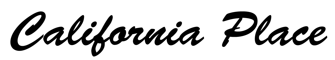 The image displays the words "California Place" in a stylized font.